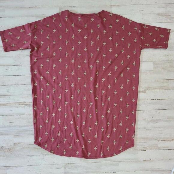 Lularoe Flamingo Top Small Pink Green High Low - Picture 2 of 6
